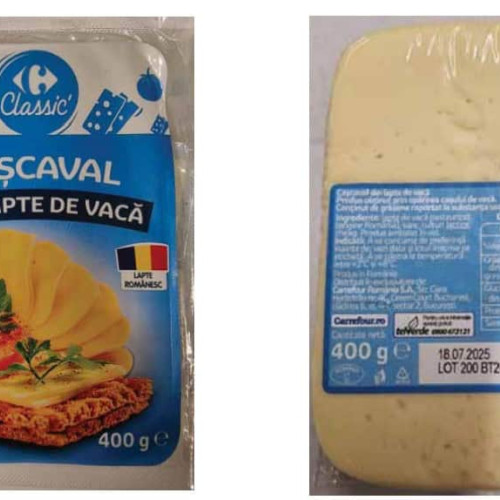 Alerta alimentară: retractarea unui lot de cascaval în magazinele Carrefour