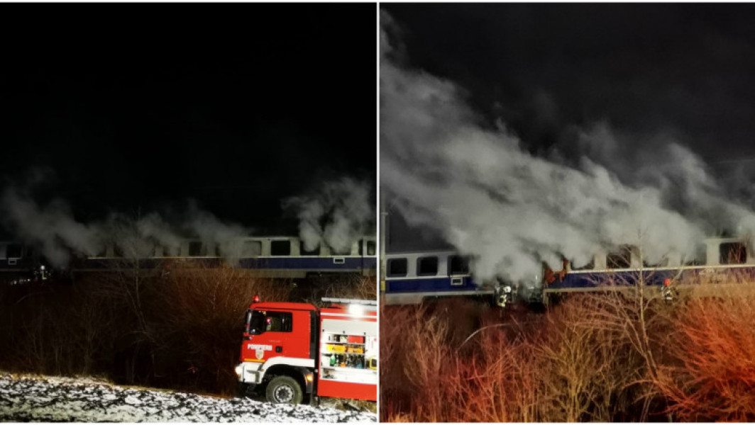 Tren de călători în flăcări, persoane evacuate în zona Beclean