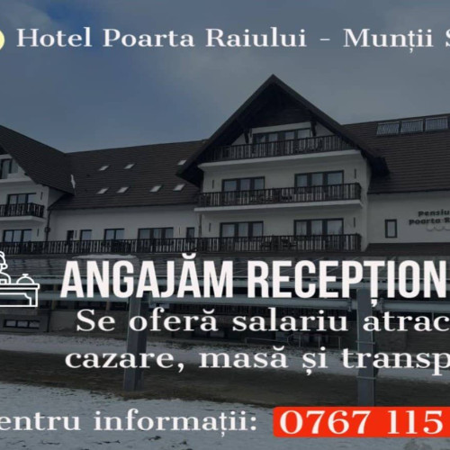 Hotelul Poarta Raiului din Munții Șureanu angajează o recepționeră cu salariu atractiv și beneficii incluse