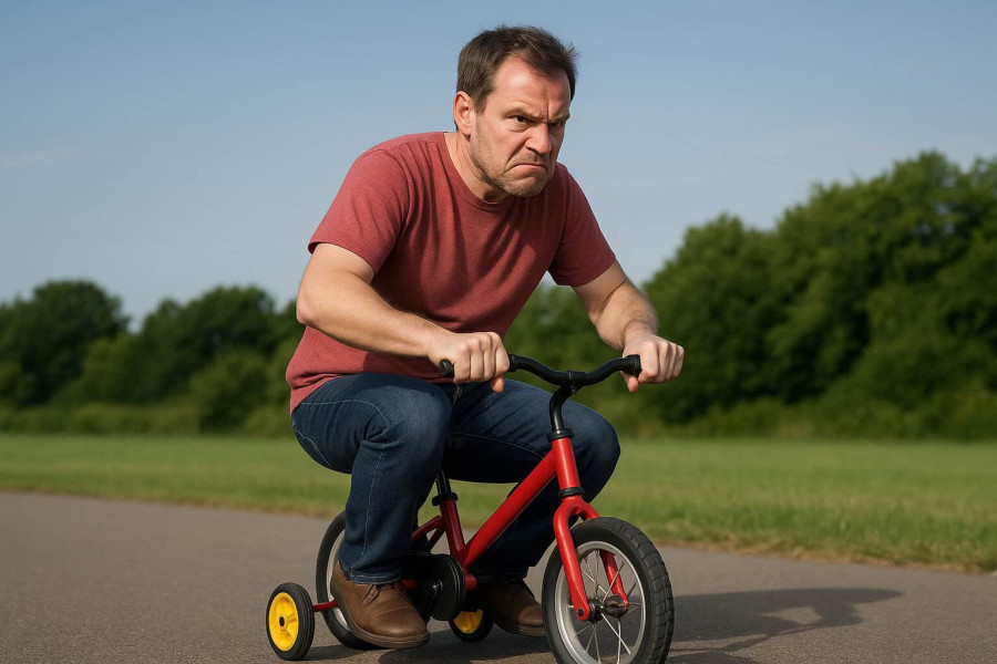 Meșterii și profesioniștii necalificați, comparați cu biciclete cu roți ajutătoare
