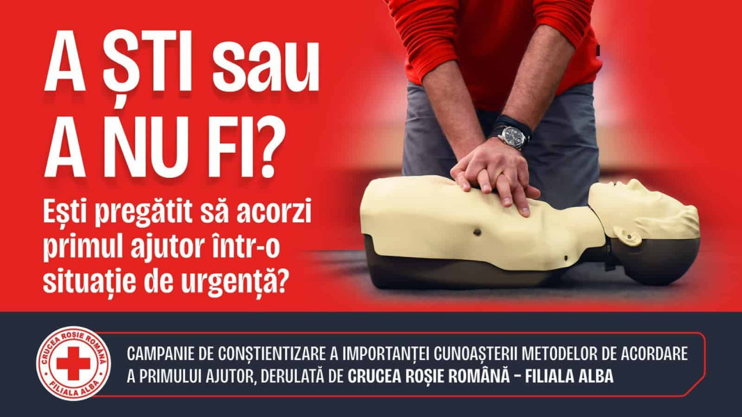 Ateliere de prim ajutor în spații publice, în cadrul campaniei „A ști sau a nu fi?”, organizate de Crucea Roșie Alba