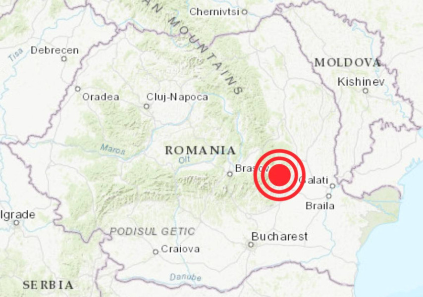 Un cutremur de magnitudine 3,1 a fost înregistrat în zona Vrancea luni dimineața
