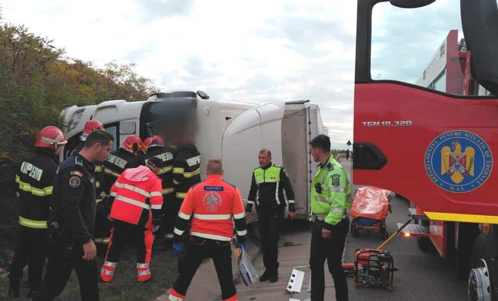 Accident grav între două camioane pe autostrada A3 în Cluj