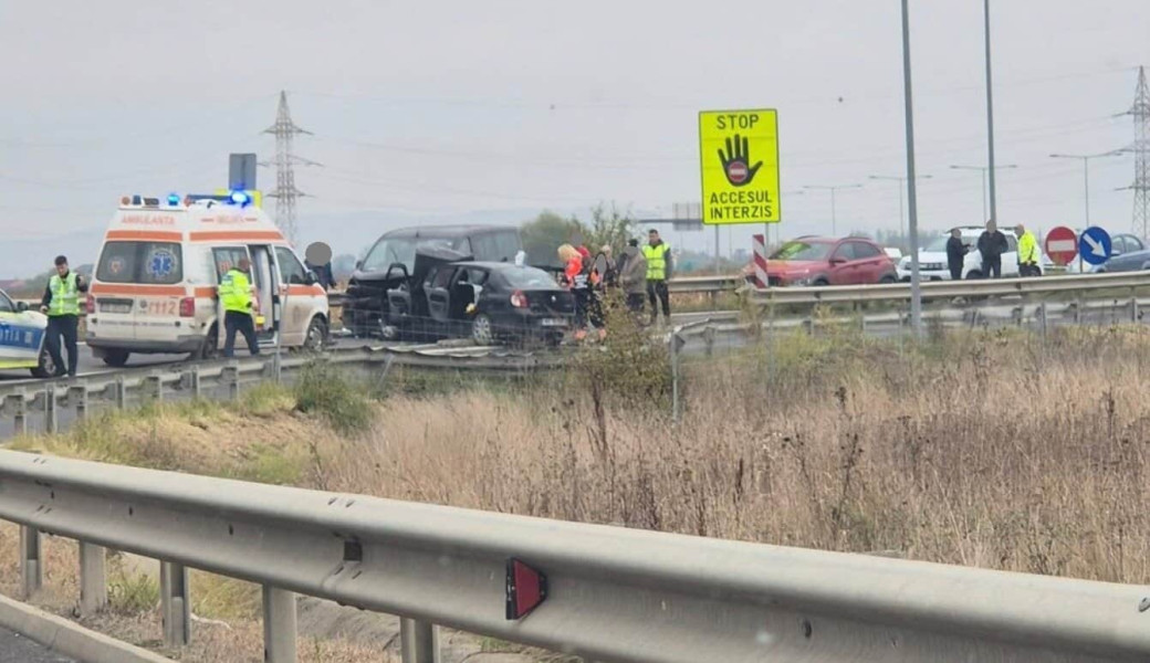 Accident rutier pe autostrada A1 la ieșirea spre Mediaș, trafic blocat