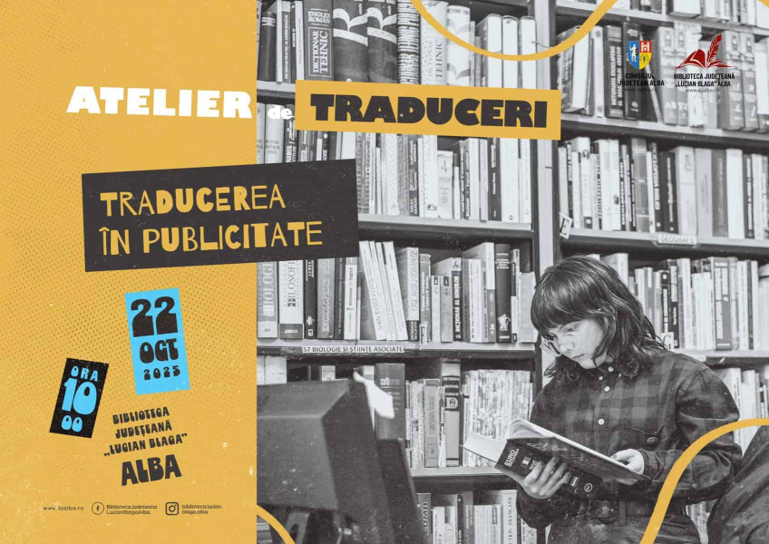 Biblioteca Județeană din Alba Iulia organizează un eveniment despre traducerea în publicitate